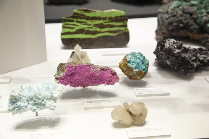 Detail of carbonate display in the Dynamic Earth exhibition at Melbourne Museum.