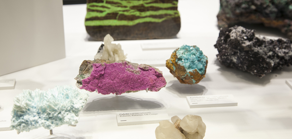 Detail of carbonate display in the Dynamic Earth exhibition at Melbourne Museum.