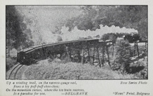 A steam locomotive hauling passenger carriages on Horseshoe Bend, Belgrave, 1906