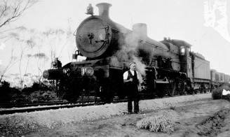 First wheat train along the new rail extension, Karween, 1931