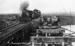 W class steam locomotive hauling a mixed train, crossing the Powlett River, Wonthaggi, circa 1910