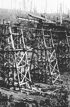 Noojee Trestle Bridge under construction, 1918