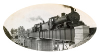 Bridge over the Mitchell River on the Bairnsdale to Orbost line. Test with two 117t A2 class steam locomotives, March 1916