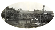 Concreting in progress for Pier no. 2 of the Mitchell River Bridge on the Bairnsdale to Orbost line, circa 1914