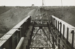 Construction of the Maribyrnong River Viaduct on the Albion to Broadmeadows line, Keilor East, 1928
