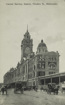 Horse-drawn vehicles outside Flinders Street Station, circa 1915