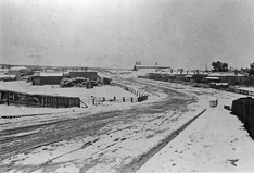 Goods shed under snow, East Ballarat, Christmas Day 1901