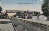 Steam train arriving at Armadale Railway Station, post-1910