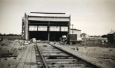 Two-stall engine shed at Balranald, circa 1925. Balranald was the last station on the Moama to Balranald line.