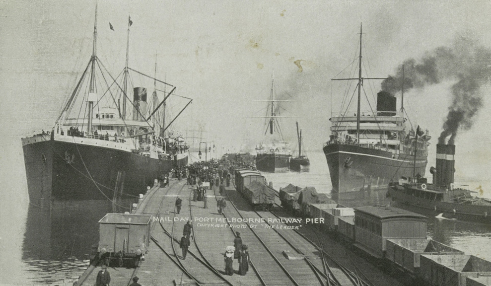 Mail Day at Railway Pier, Port Melbourne, circa 1900