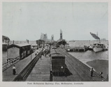Passenger train at platform, Railway Pier (Station Pier), Port Melbourne, 5 February 1908