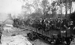 Riding in open goods trucks, Orbost district, circa 1914