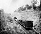 Train in rail cutting, Beechworth, circa 1876