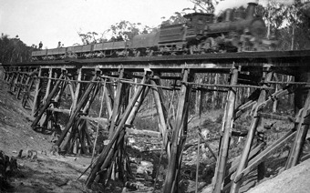 Mendion Creek Bridge, Orbost to Bairnsdale line, East Gippsland, 1914
