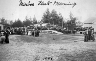 A large crowd at Mirboo North Railway Station for Sailors' Fleet Day, 1908