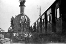 Staff member on a locomotive, Sunshine, 1928