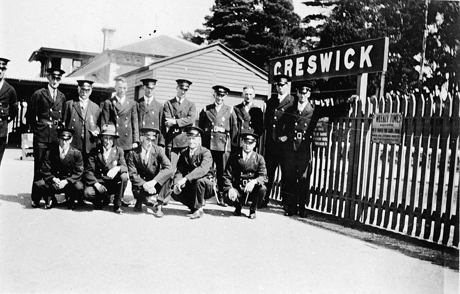 Staff at Creswick Railway Station, circa 1930