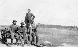 Staff on a trolley, Geelong district, circa 1920