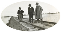 Staff inspecting flood damage on the Gonn Crossing to Stony Crossing line, Gonn Crossing, July 1931