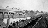 Workers laying the Williamstown line, Footscray, 1928
