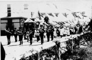 Band celebrating third rail test, Tocumwal, 1915