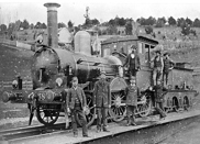 Steam locomotive on turntable, Daylesford, 1890