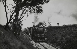 Excursion train fronted by steam engine no. Dd 639, Daylesford district, pre-1930