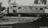 Truck converted to travel on tracks and be used as a tram carrying passengers, Koondrook, post-1920