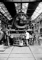S class steam locomotive under construction, Newport Workshops, circa 1928
