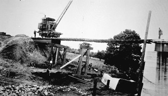 Bridge rebuild after flood damage, Darnum district, circa 1934