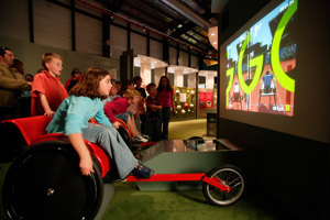 Girl using wheelchair interactive