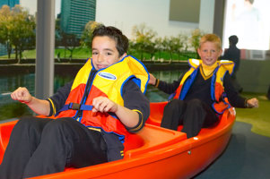 Two boy in a canoe