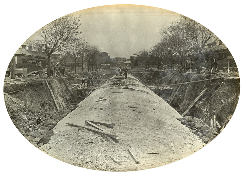 Tunnel construction on the South Kensington to West Footscray line, Footscray, 1928