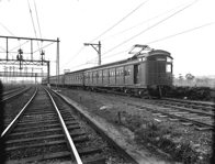 Tait electric train on test track, Jolimont Workshops, circa 1918