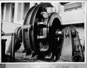 Rotary converter at railways substation, DC end, circa 1920s