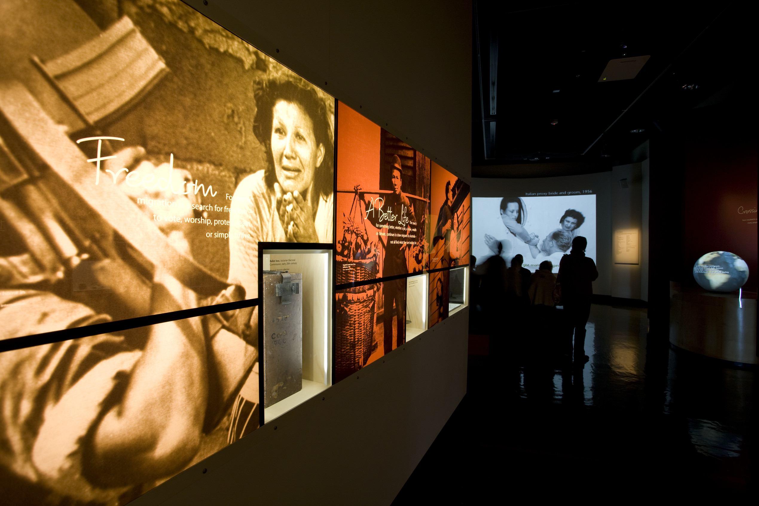 One of the exhibition spaces at Immigration Museum