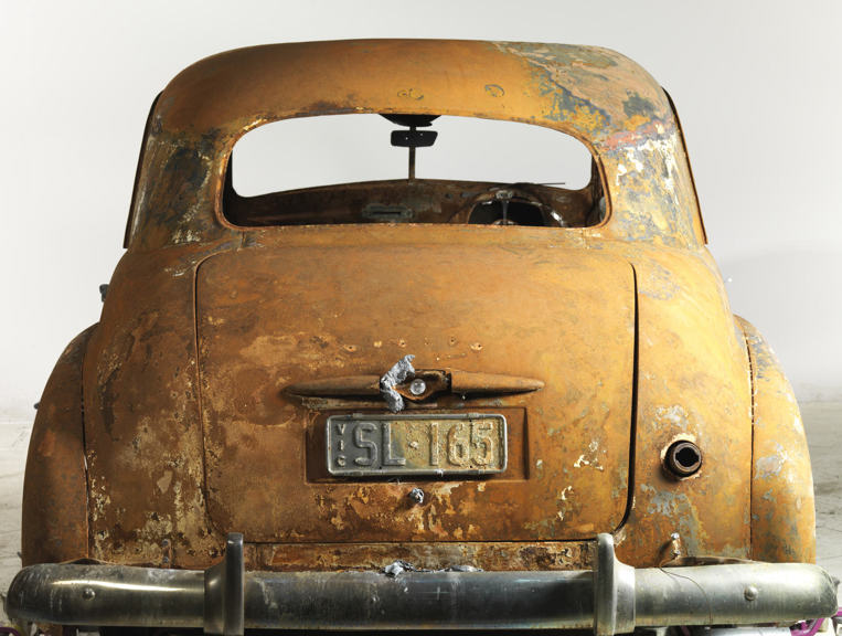 Motor Car - Bushfire Damaged Holden 48-215, FX, Churchill, 2009