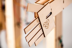 Detail of A.T.O.M. Humanoid Robot Plywood Hand