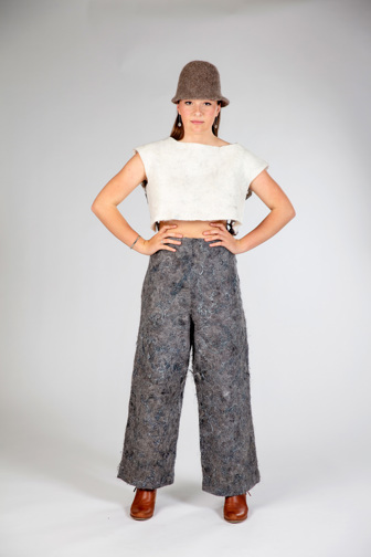 Teia' by Alexis Daddo, clothing promoting zero waste production through the use of natural fibres, such as alpaca fibres and corn husk