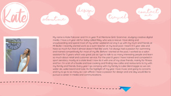 Screen shot of the 'About Me' page of Catherine Falconer's photography portfolio website 