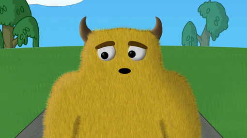 Illustration of the monster Egor walking down a path