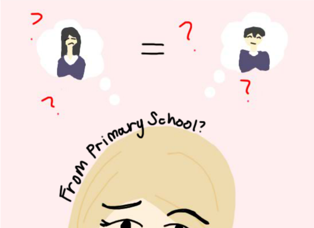 Illustration of a girl focusing on her thoughts about males and females and what that might mean