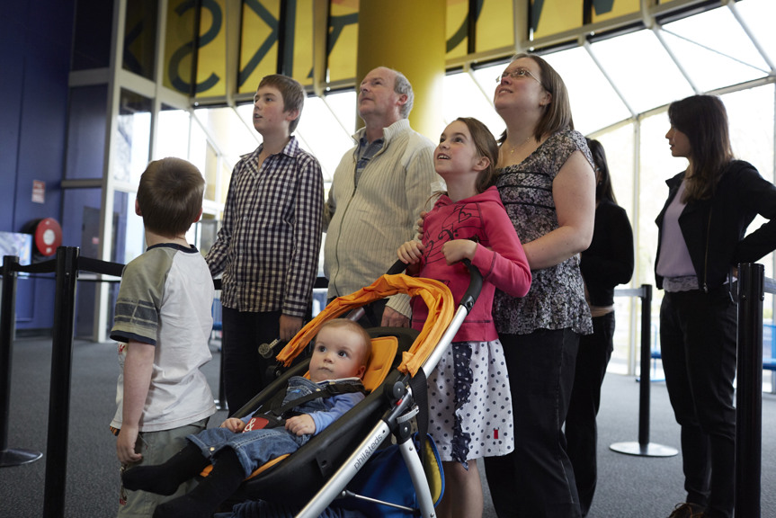 Family in foyer at Scienceworks Museum