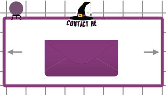 Webpage with the heading Contact Me in purple above a drawing of a large purple envelope