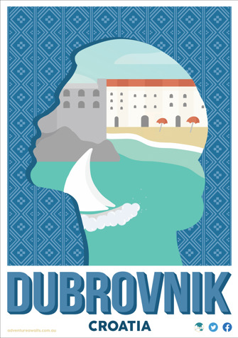 Erika Rajic's travel poster for travel agency 'Adventure Awaits'