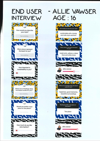 Folio page of documentation of end-user survey