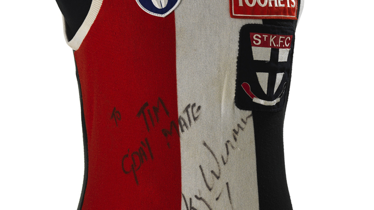 A black, red and white footy guernsey.