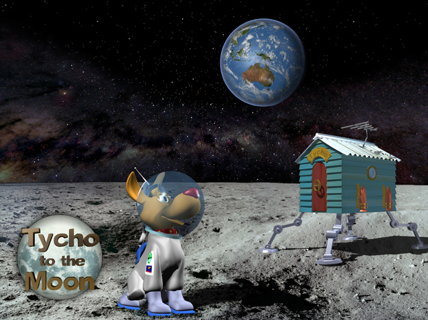 A digital dog in a spacesuit. 