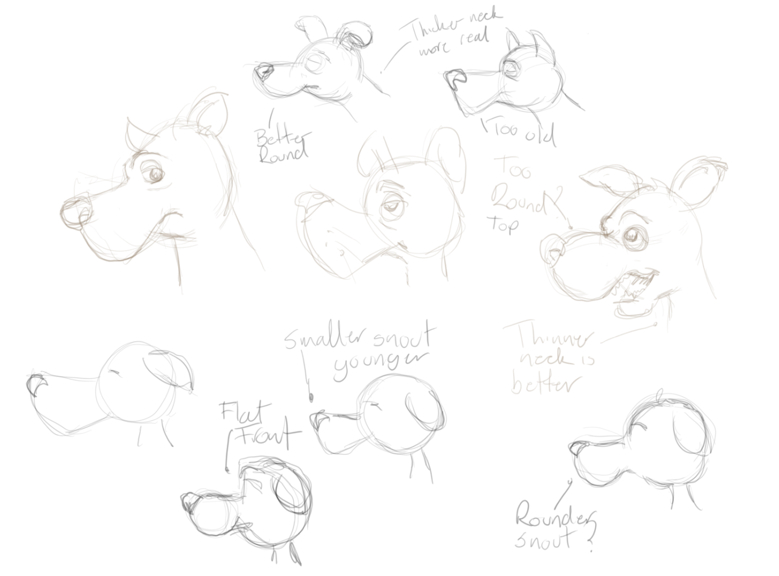 Sketches of a dog's face.