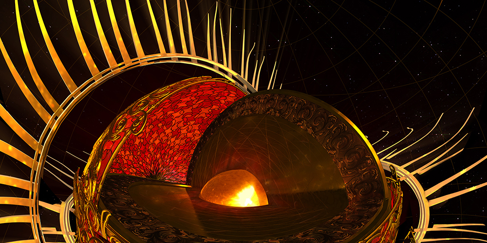 The inner workings of the sun. 